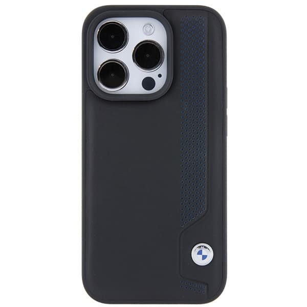 BMW Mobilskal till iPhone 15 Pro Max MagSafe Leather Blue Dots - Svart