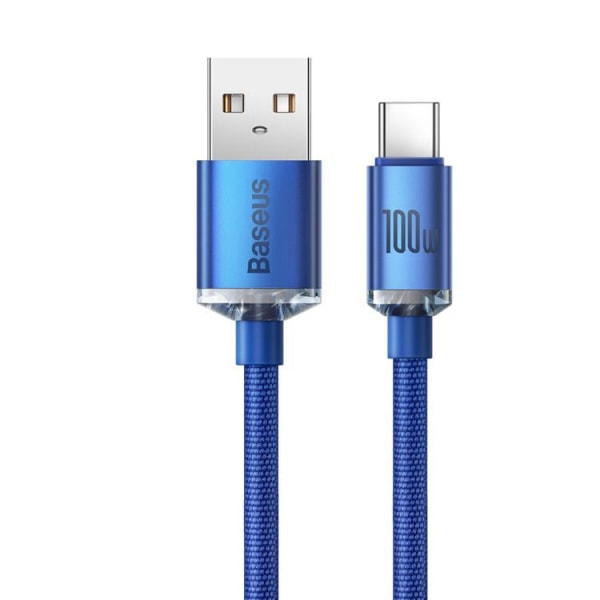 Baseus Crystal USB-A til USB-C Kabel 100W 1,2m - Blå