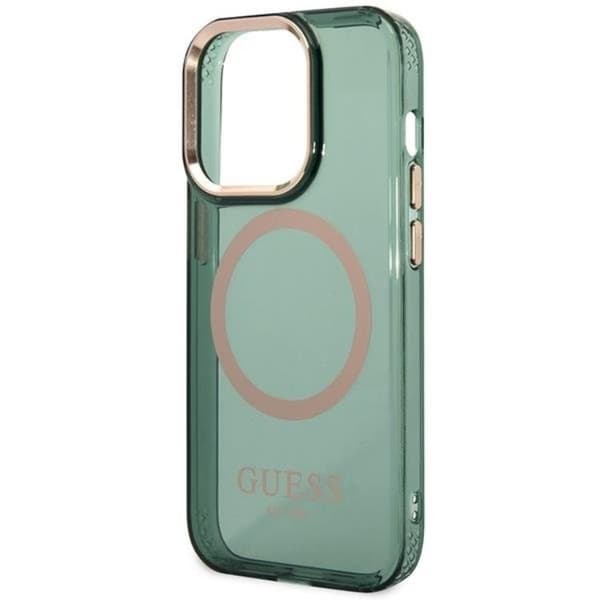 Guess iPhone 14 Pro Max -puhelinkotelo Magsafe Kulta Outline - Khaki Grön
