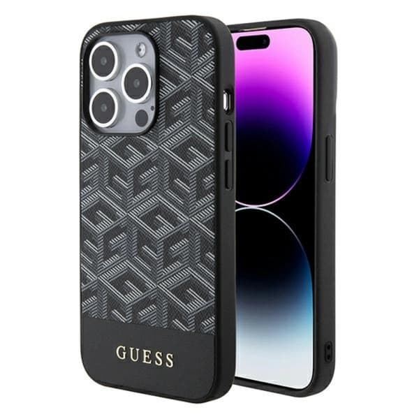Guess iPhone 15 Pro Max Mobilskal Magsafe GCube Stripes - Sort Black
