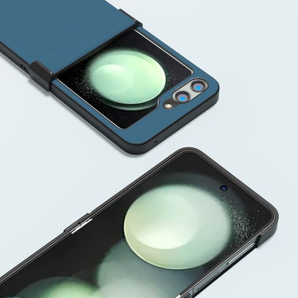 ABEEL Mobilskal till Samsung Galaxy Z Flip5 Silky Touch Äkta Läder Blå