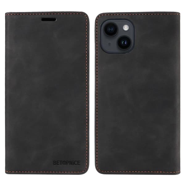 BETOPNICE 003 Plånboksfodral för iPhone 13/14 i Konstläder - Svart
