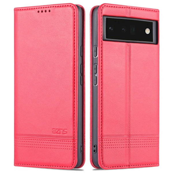 AZNS Smooth Design Konstläder Plånboksfodral för Google Pixel 6 Pro - Röd