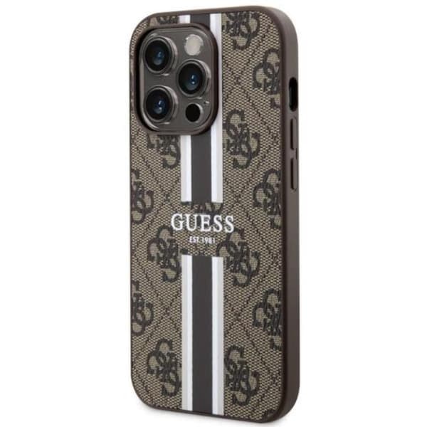 Guess Mobilskal till iPhone 14 Pro MagSafe Printed Stripes Brun Brun