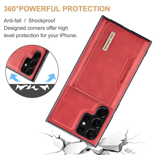 DG.MING Samsung Galaxy S24 Ultra Plånboksfodral Kickstand Röd