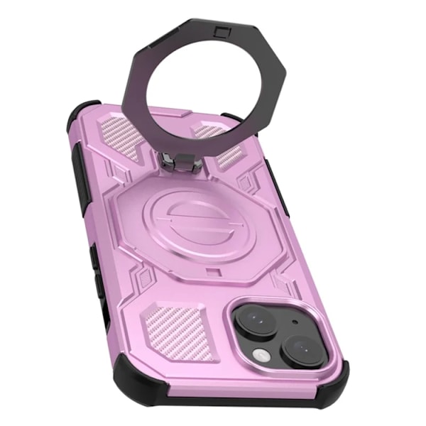 Mobilskal till iPhone 15 Plast Shockproof Med Ställ - Rosa Rosa