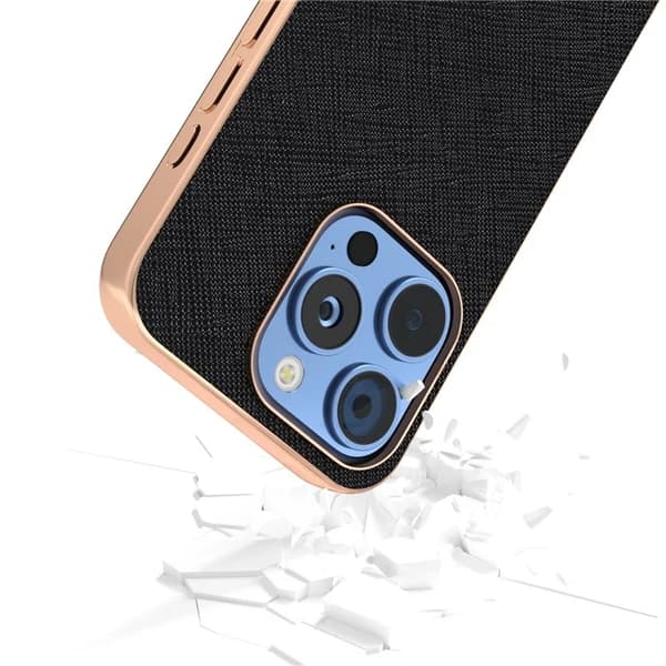 Abeel Mobilskal till iPhone 16 Pro Max Äkta Läder Cross Texture - Svart Svart