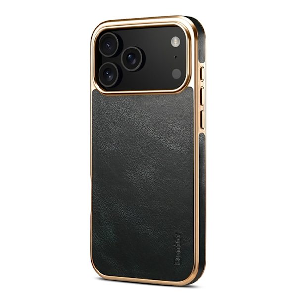 DENIOR Mobilskal till iPhone 17 Pro Äkta Läder Electroplating - Blå Blå