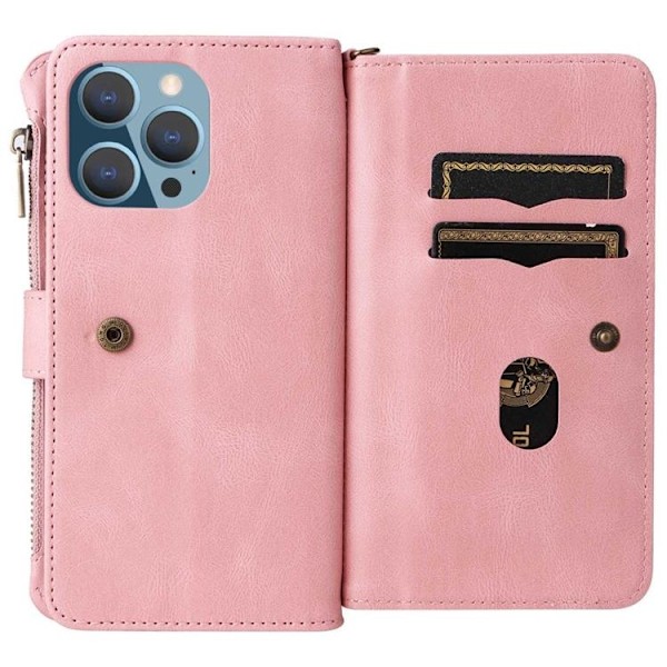 iPhone 14 Pro Max Plånboksfodral KT Zipper - Rosa
