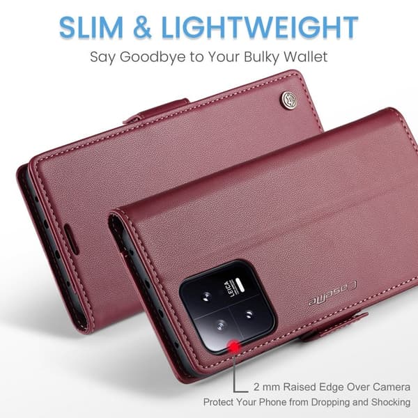 CASEME Xiaomi 13 Pro 5G Plånboksfodral Konstläder RFID-Skydd Röd