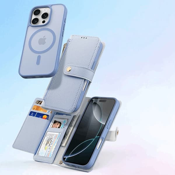 Dux Ducis iPhone 16 Pro Pung Taske Lawa Læder - Blå Blå