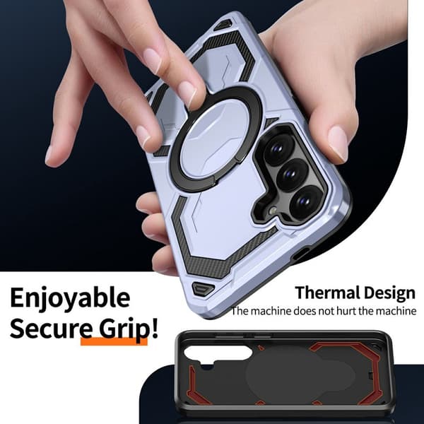 Mobilskal för Samsung Galaxy S26 Plus Magnetiskt Ring Kickstand Plast - Ljusblå