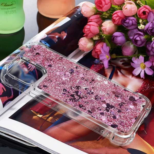 Pudotuksenkestävä Glitter Sequins -kotelo iPhone 13 Prolle - RoseGold