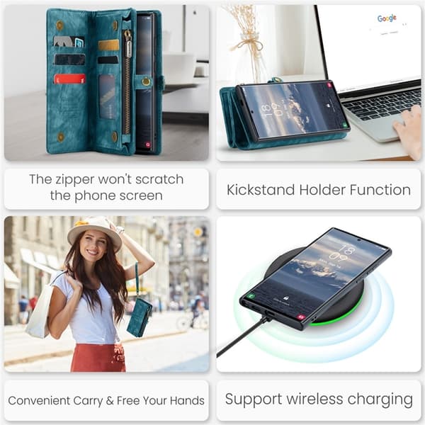 CASEME Galaxy S25 Ultra Plånboksfodral Med Rem - Blå Blå