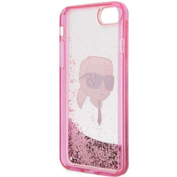 Karl Lagerfeld iPhone 7/8/SE (2020/2022) Skal Liquid Glitter Head - Rosa