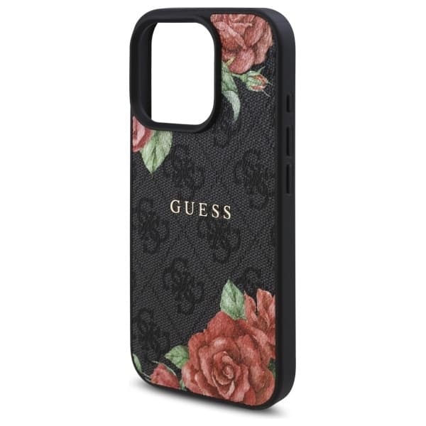 Guess telefonetui til iPhone 16 Pro Max MagSafe 4G Blomsterprint - Sort Black
