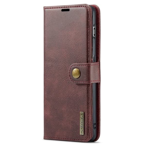 DG.MING OnePlus 11 5G Äkta Läder Plånboksfodral Detachable Magnet Röd