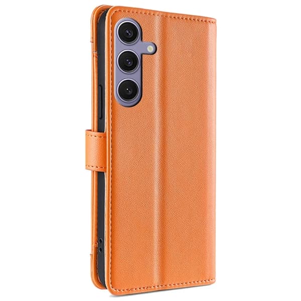 Galaxy S24 Plus Konstläder Plånboksfodral med 2 Rem - Orange Orange