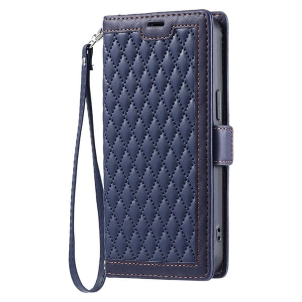Samsung Galaxy S26/S26 Pro Plånboksfodral Konstläder Rhombus - Blå