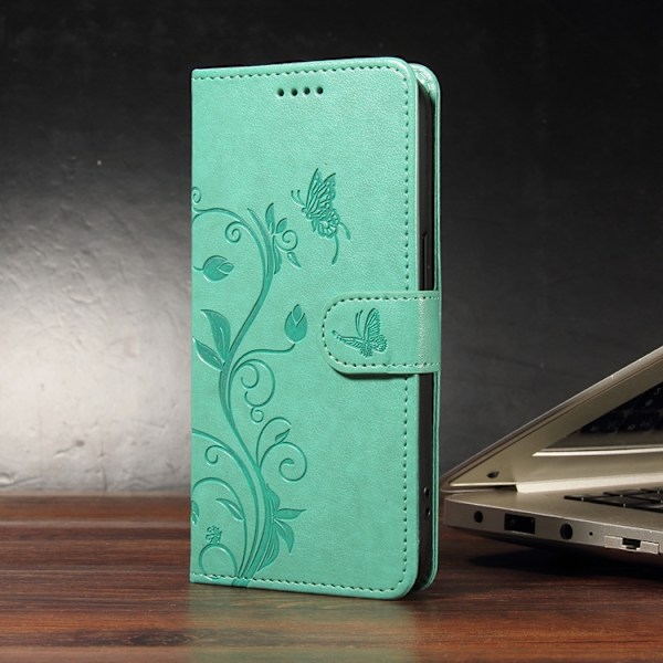 OnePlus 15 5G Plånboksfodral Flower Pattern Konstläder Grön