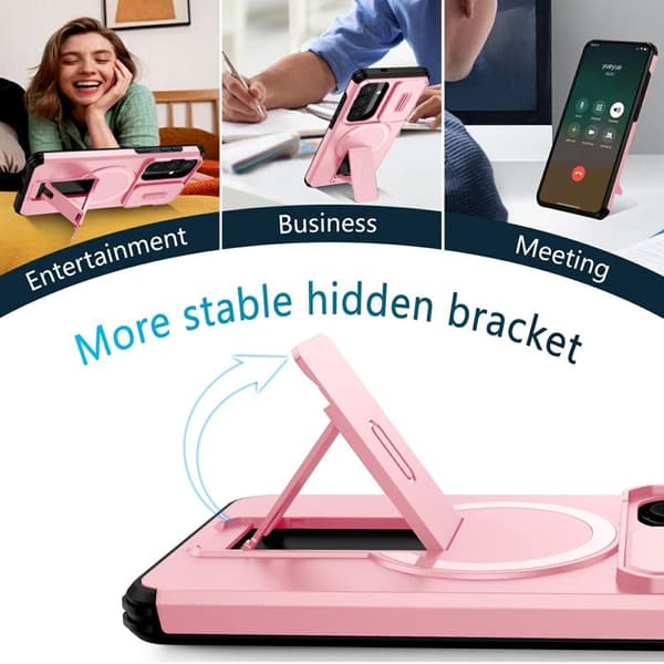 Mobilskal för Samsung Galaxy S26 Plus Magnetiskt Kickstand PC + TPU - Rosa