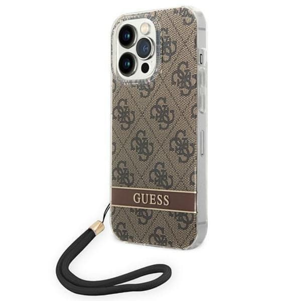 GUESS iPhone 14 Pro Max Skal 4G Print Strap - Brun Brun