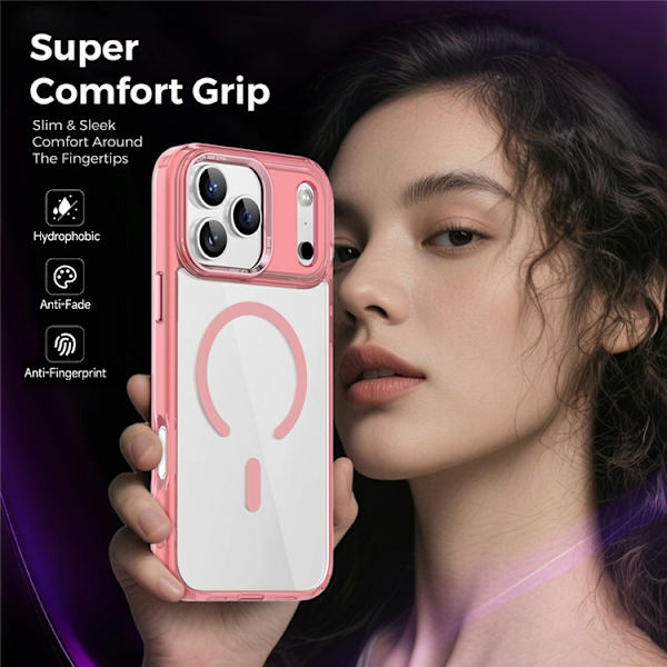 Mobilskal till iPhone 17 Pro Max MagSafe Transparent TPU+PC - Rosa