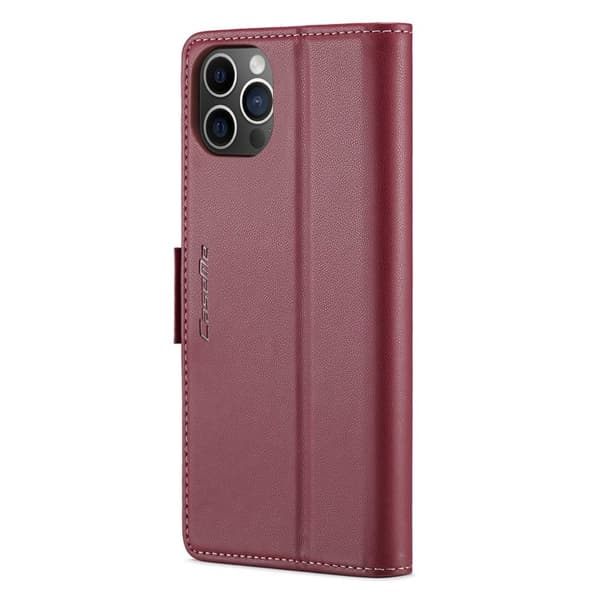 CASEME iPhone 12 Pro Max Plånboksfodral Konstläder RFID-Skydd Röd