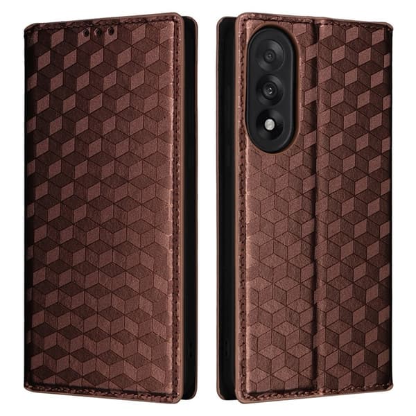 OnePlus Nord 5 Plånboksfodral Rhombus Imprint - Brun Brun