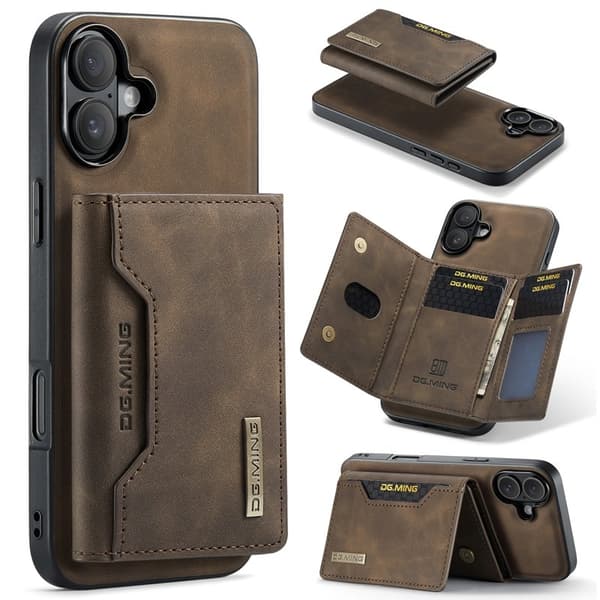 DG.MING M2 Series Mobilskal till iPhone 16 PU+PC+TPU Brun