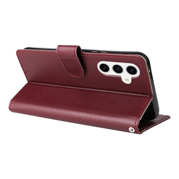 Plånboksfodral för Samsung Galaxy S26 Plus Konstläder Kickstand - Vinröd
