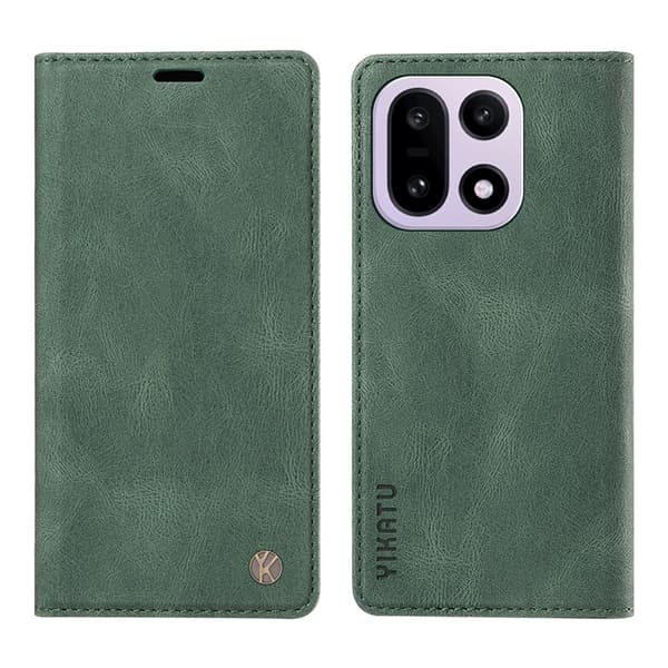 YIKATU OnePlus 15 5G Konstläder Plånboksfodral Skin-touch Grön