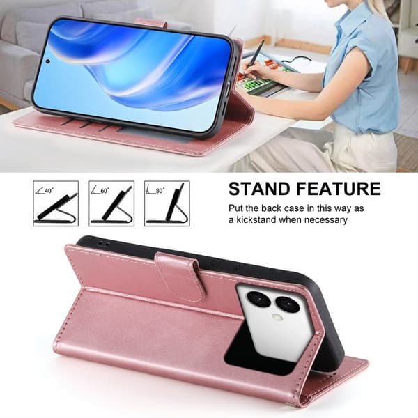 Samsung Galaxy S26 Edge Plånboksfodral Flip Konstläder Skydd - Rosa