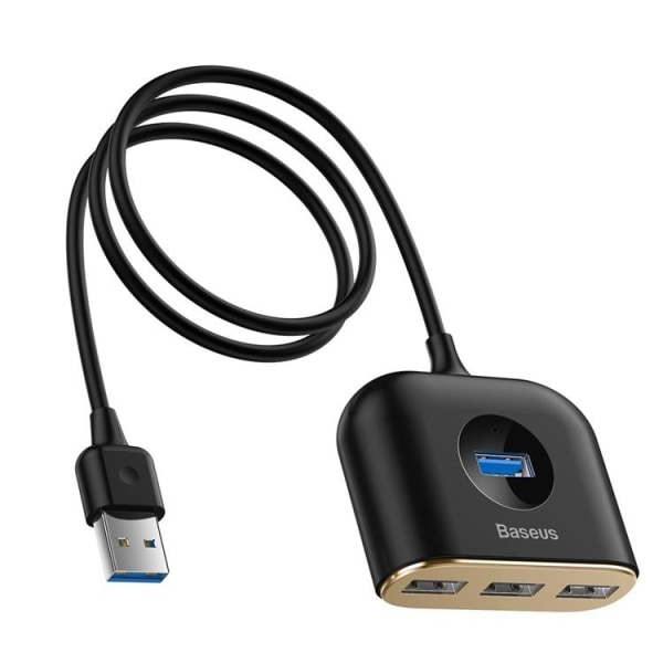 Baseus Square round 4 in 1 USB HUB Adapter - Svart