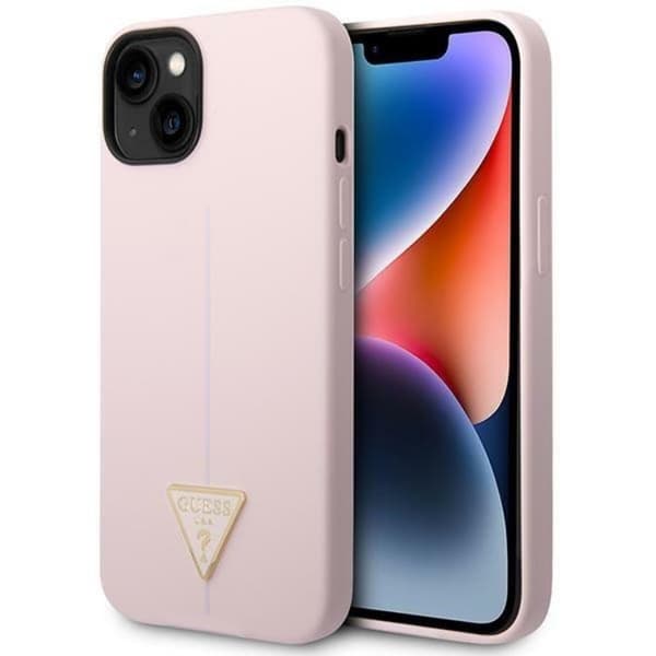 GUESS iPhone 14 Plus -kuori Silicone Triangle - Lila Lila