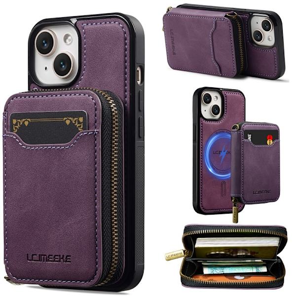 LC.IMEEKE L6 iPhone 15 Plus / 14 Plus Plånboksfodral Konstläder - Lila