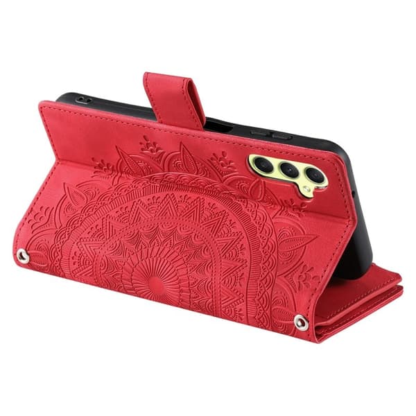 Samsung Galaxy S26 Plånboksfodral Mandala Blommönster Konstläder - Rosa
