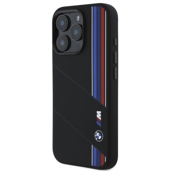 BMW Mobilskal till iPhone 16 Pro MagSafe Silikon Cut Tricolor Lines Black