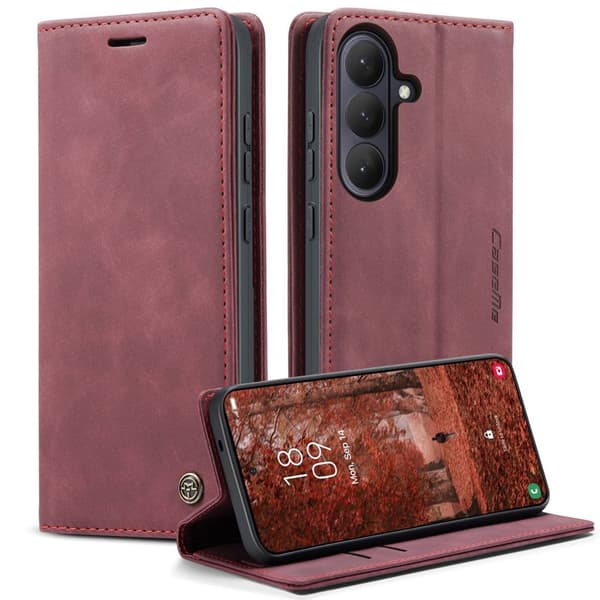 CaseMe Plånboksfodral för Samsung Galaxy S26 Plus Konstläder Ställ - Röd
