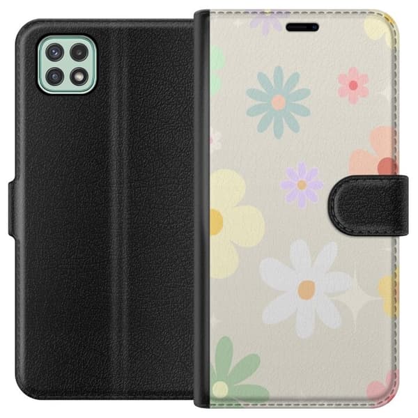 Plånboksfodral till Samsung Galaxy A22 5G med fejdande blommor