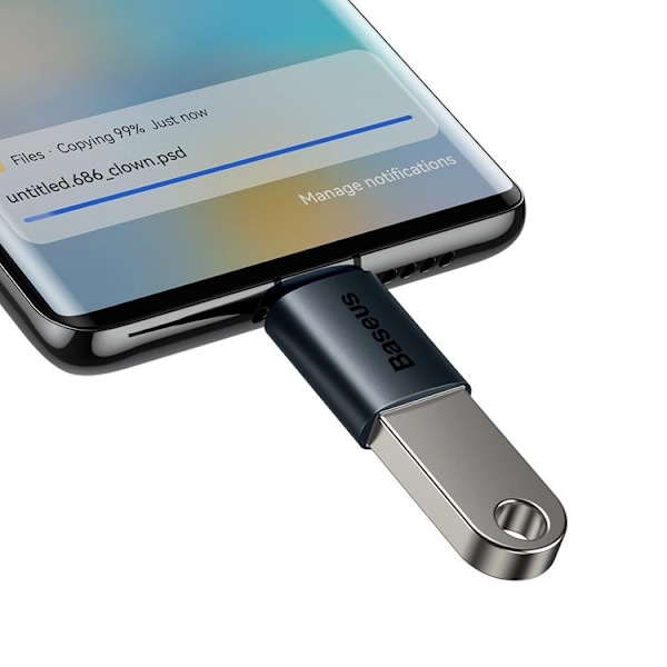 Baseus Adapter USB-C Till USB-A Ingenuity Series - Blå Blå