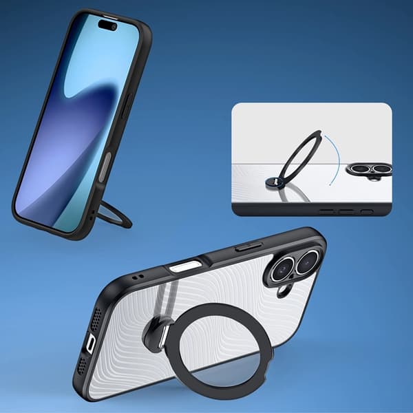 Dux Ducis iPhone 17 MagSafe Aimo Telefontaske med Stativ - Sort Svart