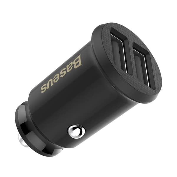 Baseus Grain Billaddare Mini Universal Smart 2x USB 3.1A Svart Black