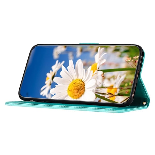 iPhone 15 Pro Plånboksfodral Flower Pattern - Grön