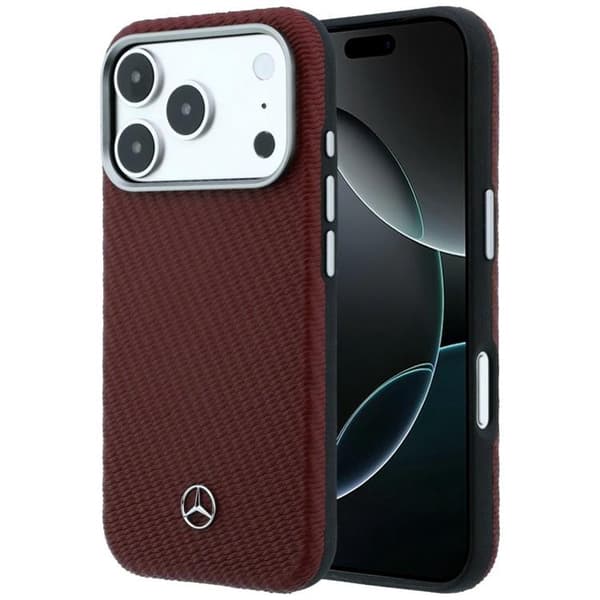 Mercedes Mobilskal för iPhone 17 Pro Max MagSafe Läder Wood Effect - Röd