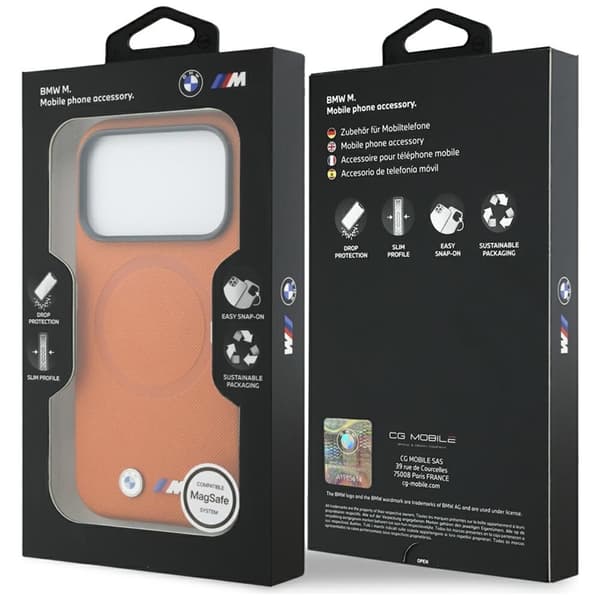 BMW Mobilskal För iPhone 17 Pro Max MagSafe M FW Logo Metal Orange