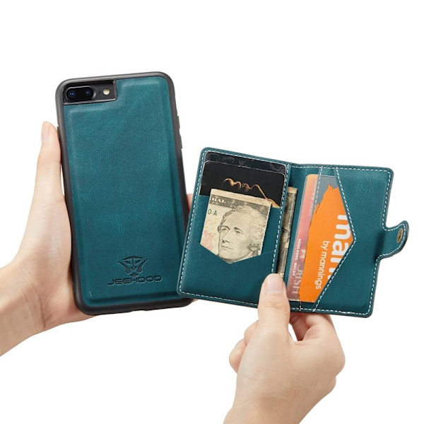 JEEHOOD iPhone 7 Plus/8 Plus Plånboksfodral Konstläder TPU Grön
