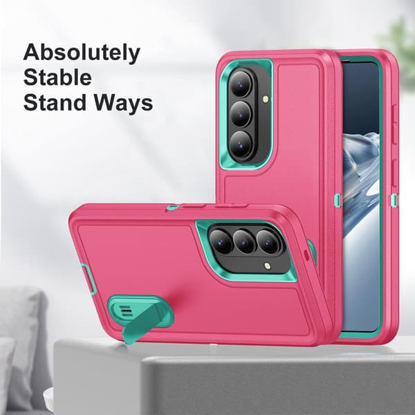 Mobilskal för Samsung Galaxy S26 Plus PC + Silikon Anti-Drop Kickstand - Rosa