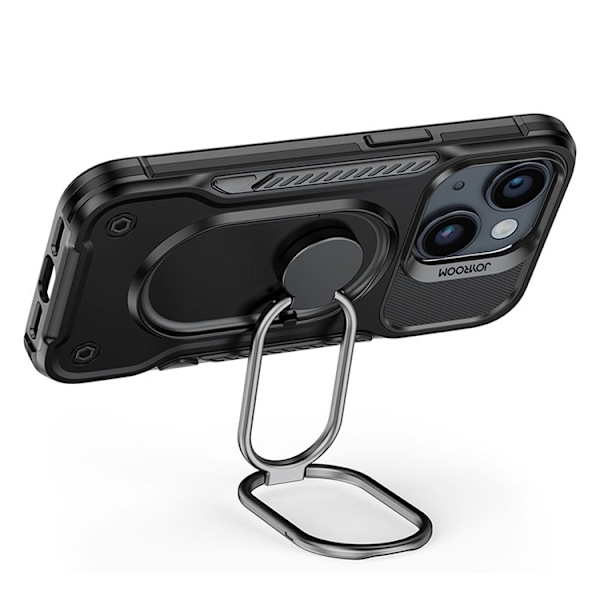 Joyroom iPhone 14 Plus Skal Ringhållare Dual Hinge - Svart Svart