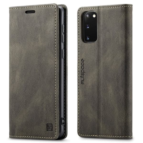 AUTSPACE A01 för Samsung Galaxy S20 Plånboksfodral Konstläder - Brun